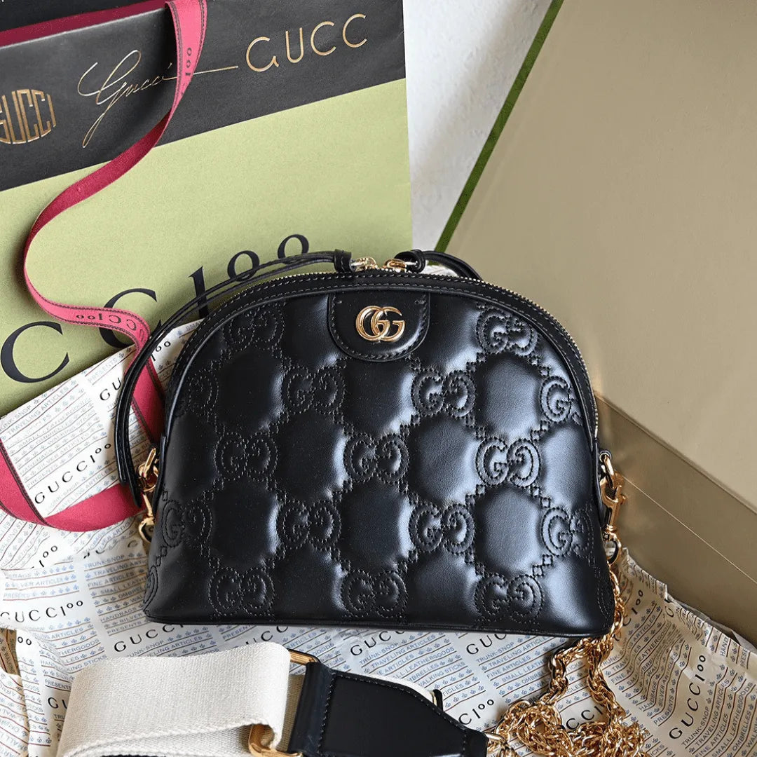Guc*i matelasse like auth bag with embossed gc pattern 21cm - main image