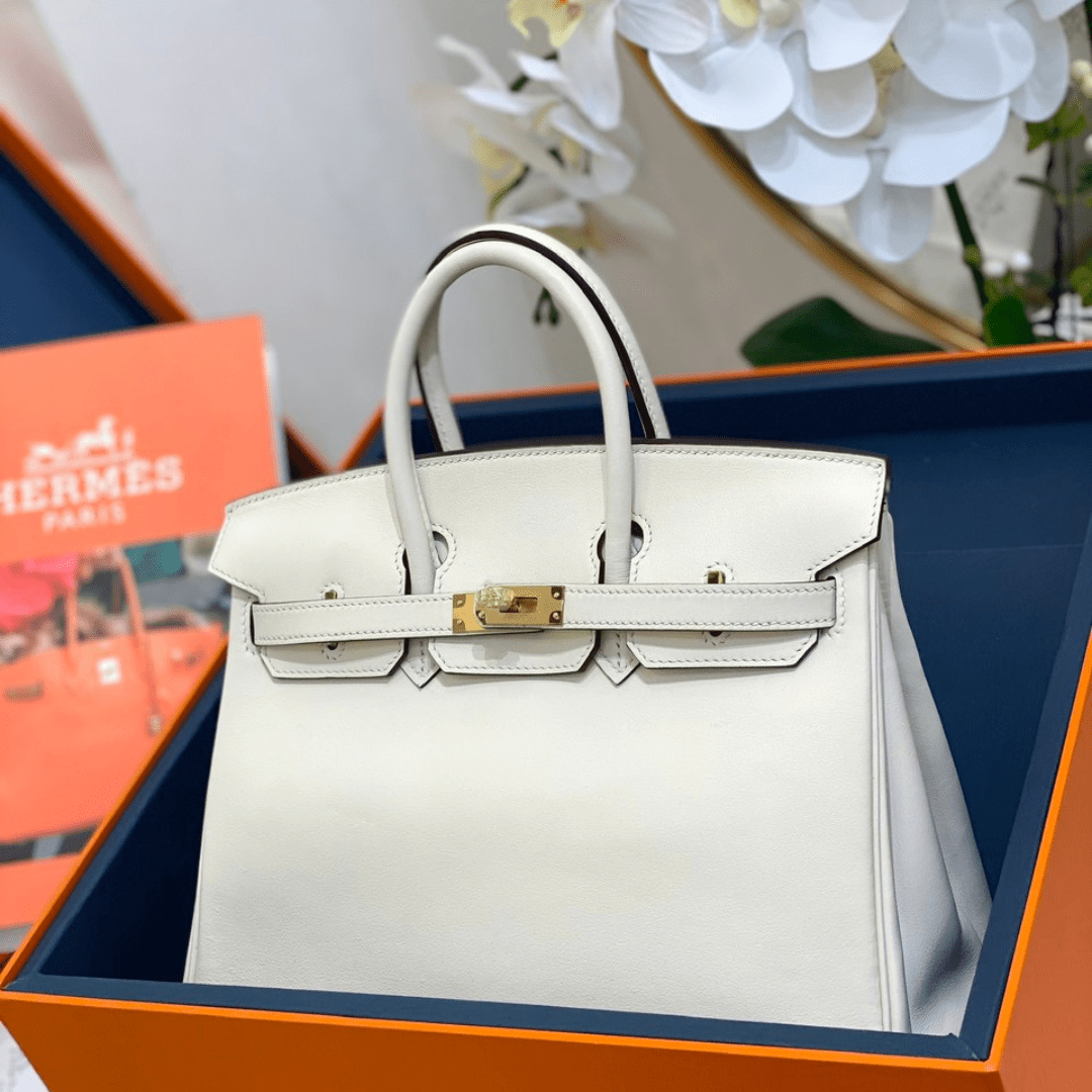 Herm*s birkin white smooth leather handbags hand sewing 25cm - main image
