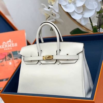 Herm*s birkin white smooth leather handbags hand sewing 25cm - main image