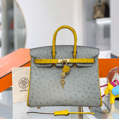 Herm*s birkin ostrich leather like auth 1:1 handbags lock pattern 25cm - main image