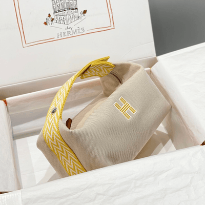 Herm*s bride a brac pm clutch bag yellow fabric 12x20x10cm - main image
