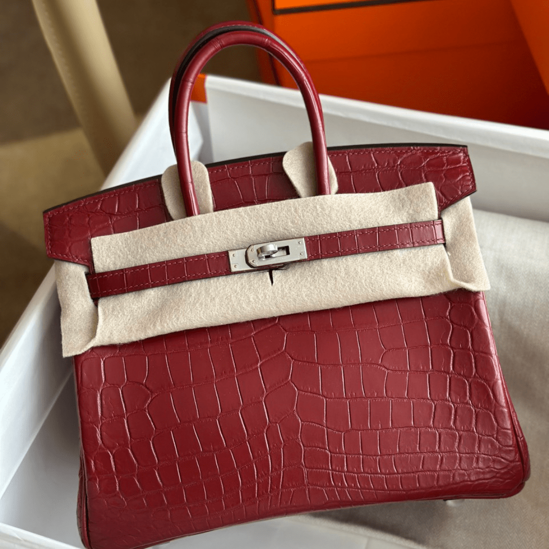 Herm*s birkin woman’s hand sewing like auth red handbags 25cm - main image