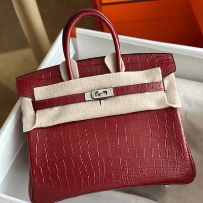 Herm*s birkin woman’s hand sewing like auth red handbags 25cm - main image