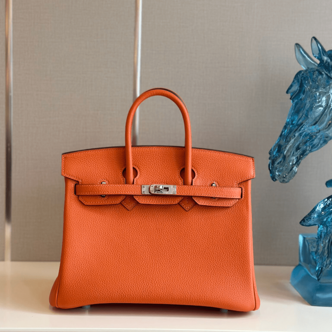 Herm*s birkin phw da togo with lock silver handbags orange 25cm - main image