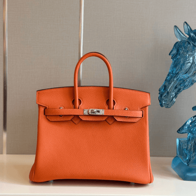 Herm*s birkin phw da togo with lock silver handbags orange 25cm - main image