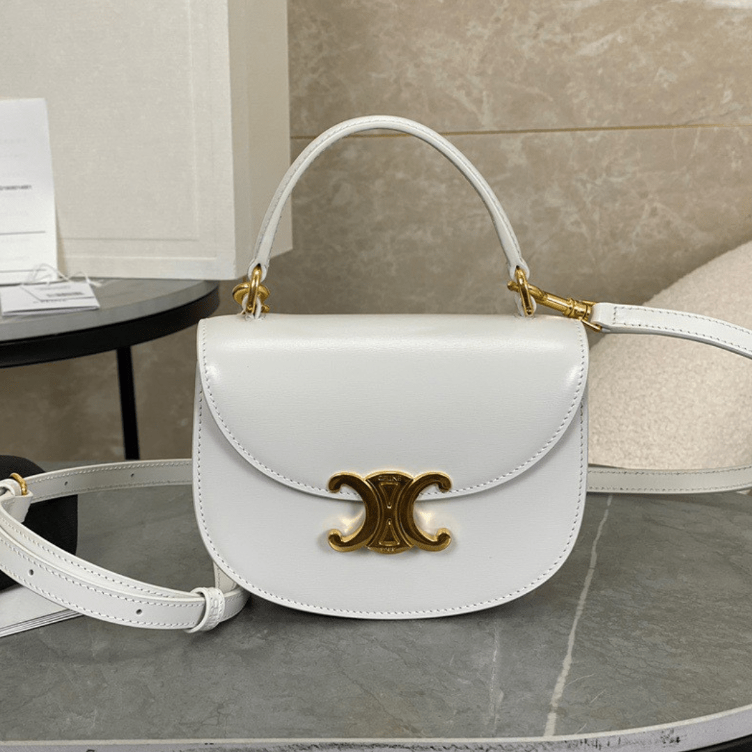 Cel*ne handle white smooth leather 15.5×11.5x5cm - main image