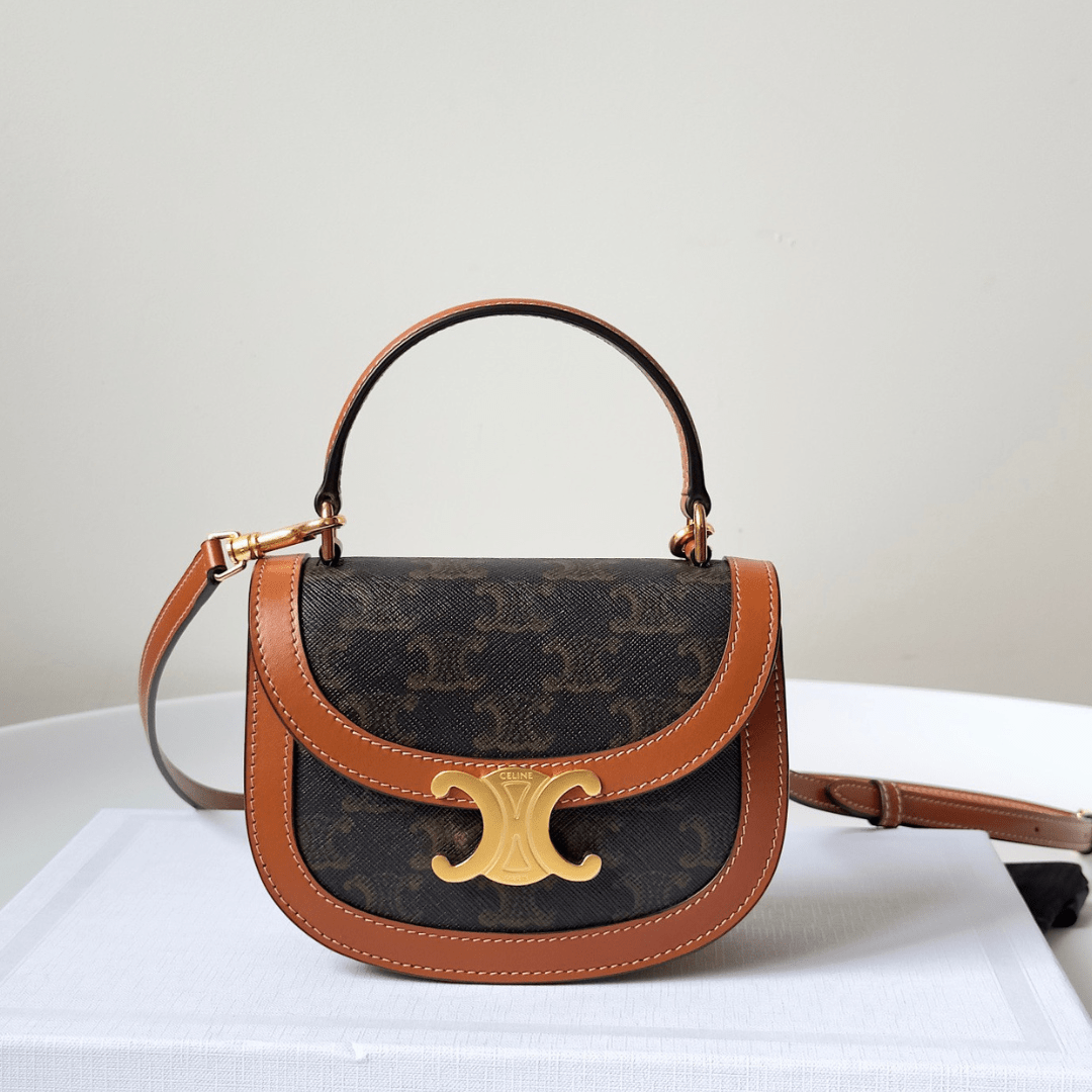 Cel*ne mini handle replica 11 crossbody handbag brown strap 15.5x11cm - main image