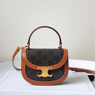 Cel*ne mini handle replica 11 crossbody handbag brown strap 15.5x11cm - main image