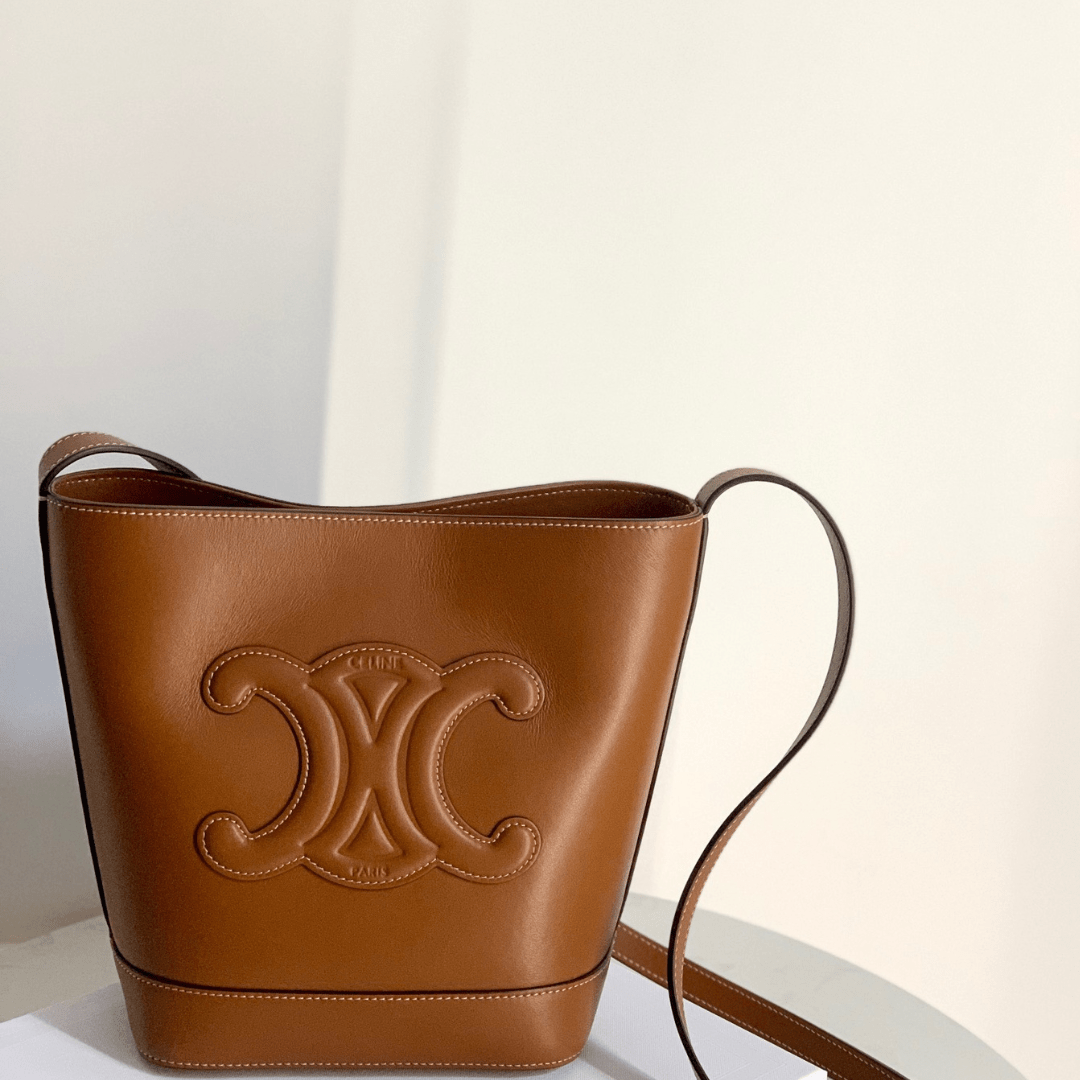 Cel*ne small bucket cuir triomphe brown bucket handbag 30x22x12cm - main image