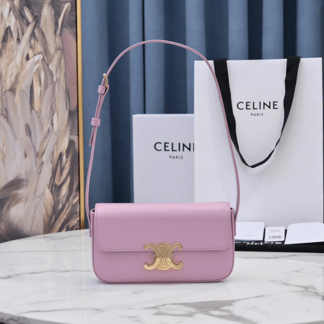 Cel*ne triomphe handbag replica 11 pink super smooth leather 20x12cm - main image