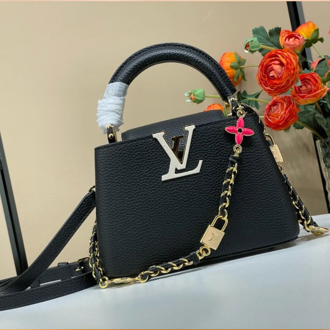 Lou*s Vuitt*n lv capucines bb black cowhide leather handbags 21x14x8cm - main image