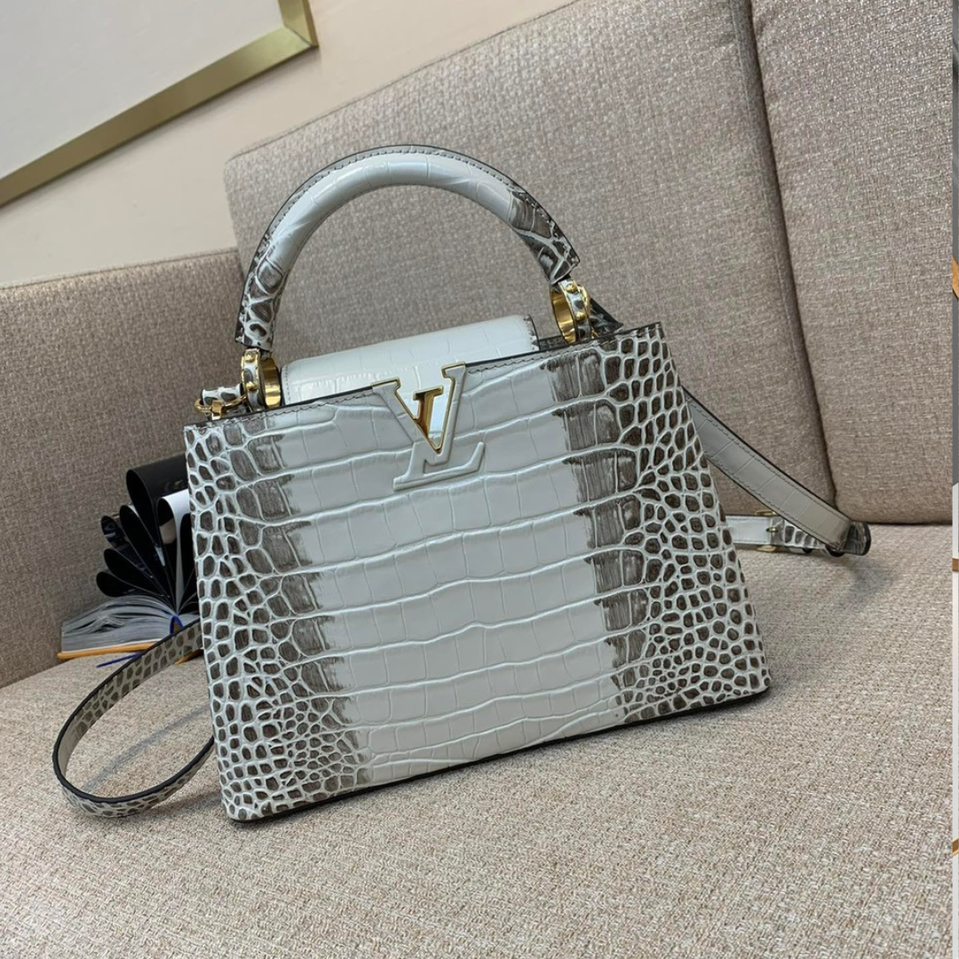 Lou*s Vuitt*n lv capucines bb grey crocodile leather like auth handbags 27cm - main image