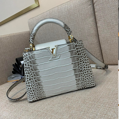 Lou*s Vuitt*n lv capucines bb grey crocodile leather like auth handbags 27cm - main image