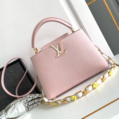 Lou*s Vuitt*n lv capucines bb pink handbags lock gold 27x18x9cm - main image