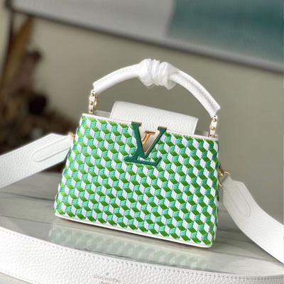 Lou*s Vuitt*n lv capucines green and white pattern handbags 21cm - main image
