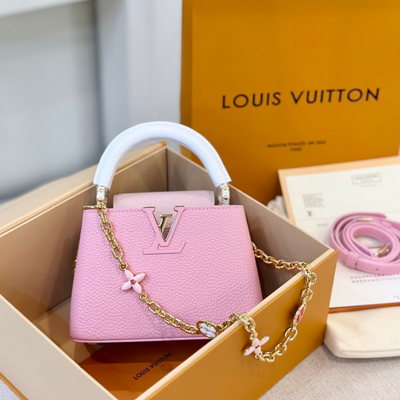 Lou*s Vuitt*n lv capucines like auth handbags pink lock gold 21cm - main image