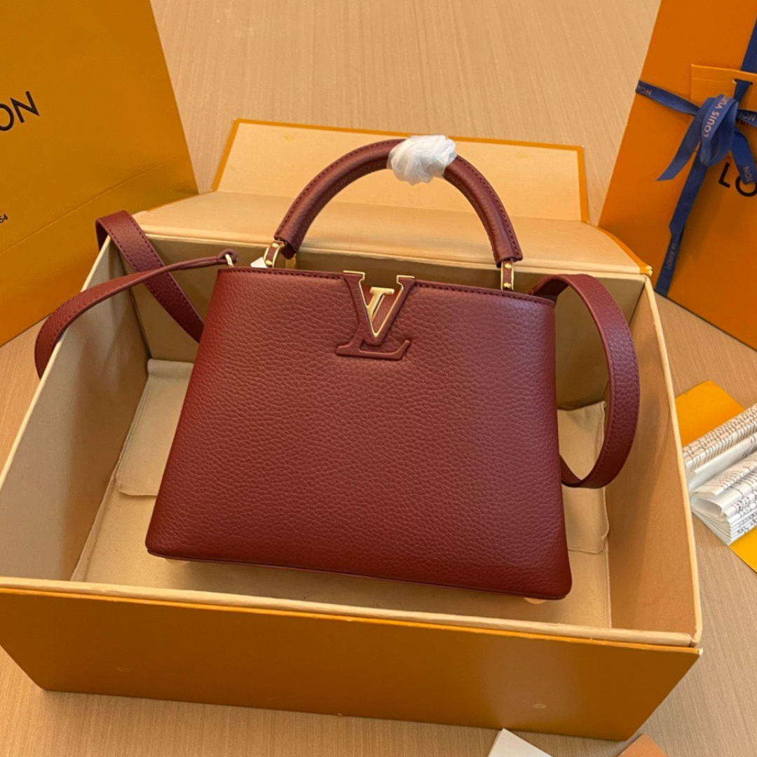 Lou*s Vuitt*n lv capucines woman’s dark red handbags 27x21x10cm - main image