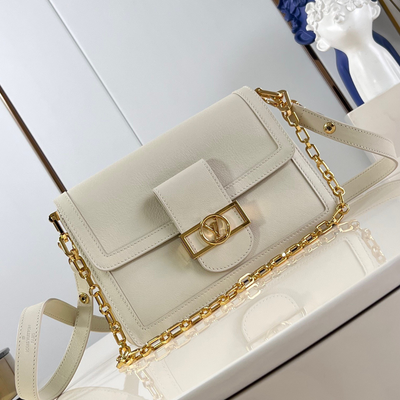 Lou*s Vuitt*n lv dauphine soft women’s white cowhide leather bag 24x17x9cm - main image