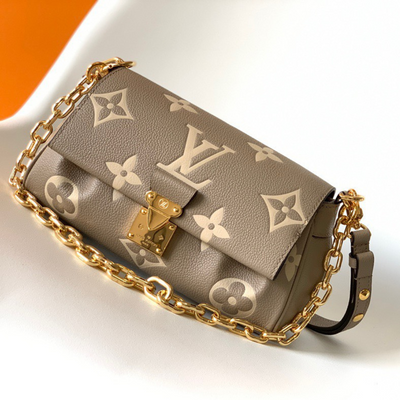 Lou*s Vuitt*n lv favorite brown like auth handbags lock gold 24x14cm - main image