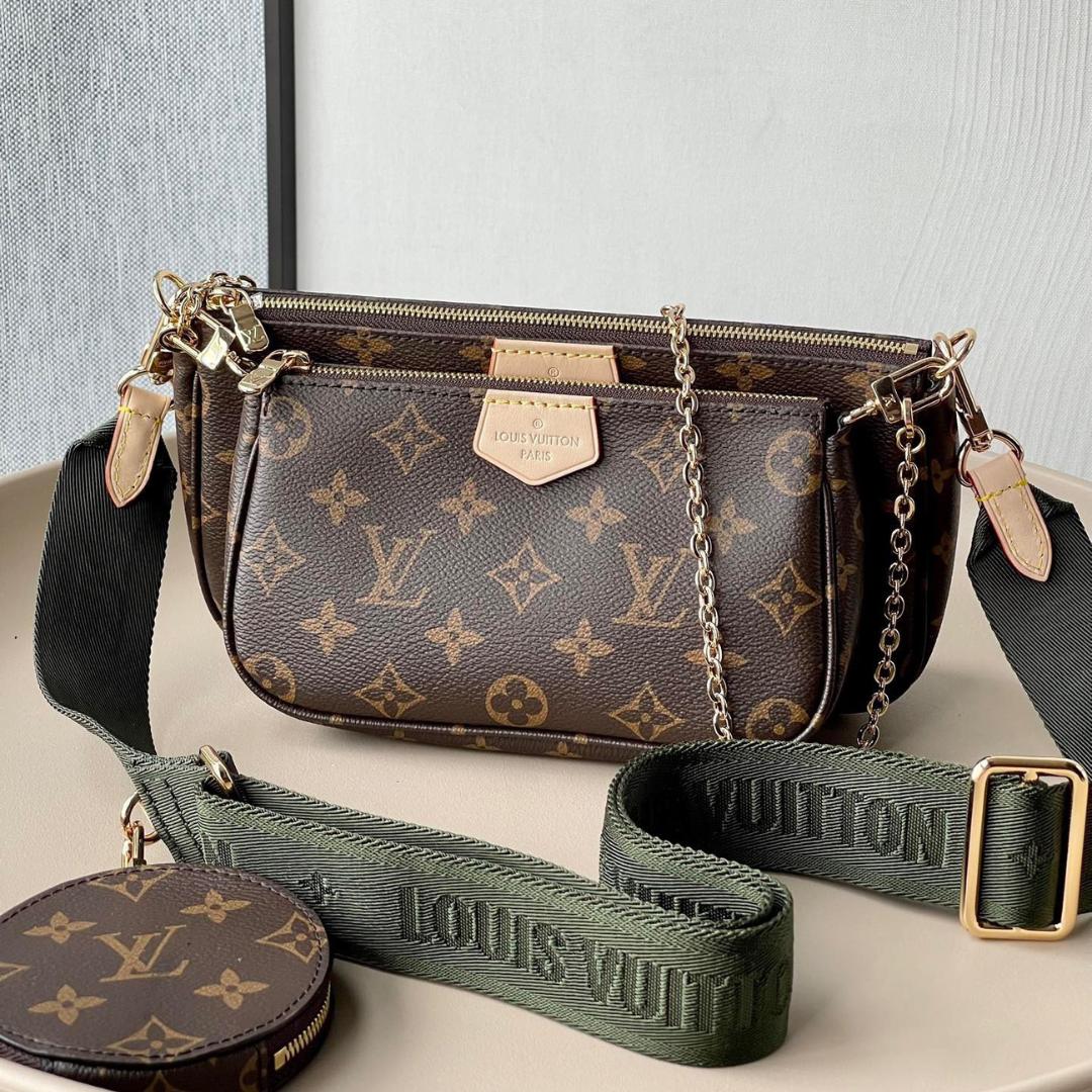 Lou*s Vuitt*n lv multi pochette handle fabric green handbags monogram 24x16x6cm - main image