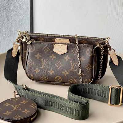 Lou*s Vuitt*n lv multi pochette handle fabric green handbags monogram 24x16x6cm - main image