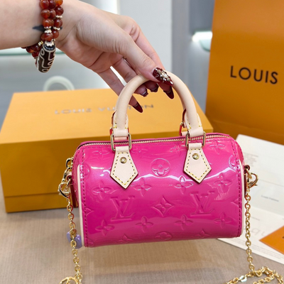 Lou*s Vuitt*n lv nano speedy pink shiny leather handbags 16x10x7,5cm - main image