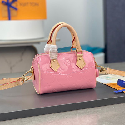 Lou*s Vuitt*n lv nano speedy pink mini like auth shiny leather handbags 16x10x7.5cm - main image