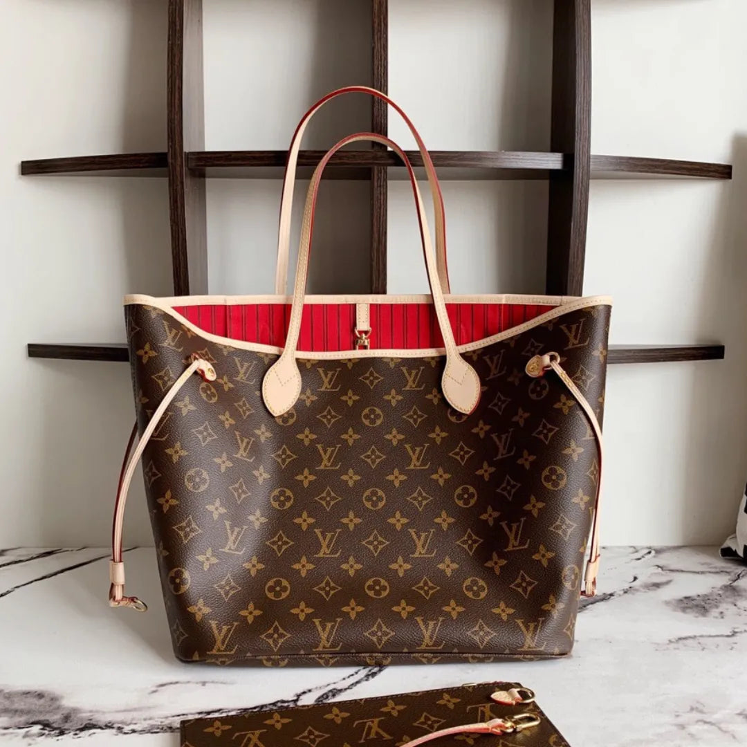 Lou*s Vuitt*n lv neverfull like auth handbags brown pattern 32x29x17cm - main image