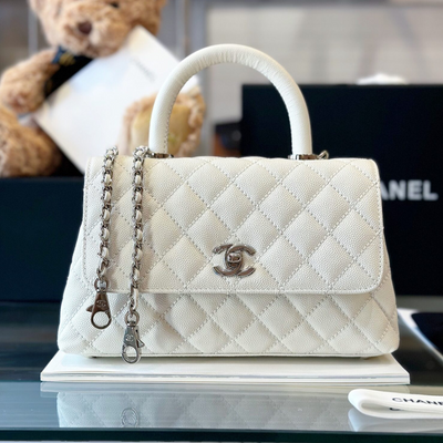 Chan*l coco handbags leather white with silver lock woman’s 23cm - main image