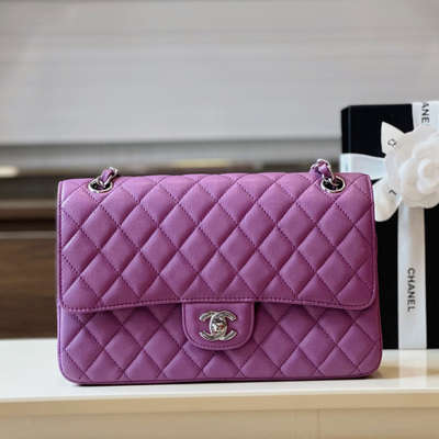 Chan*l classic handbags woman’s purple lock silver 25cm - main image