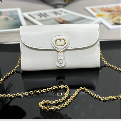 Di*r bobby women’s crossbody bag super white smooth leather 21.5x12x4cm - main image