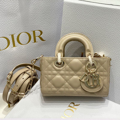 Di*r branded women’s handbag d-joy mini bag super beige 16.5x6x10cm - main image