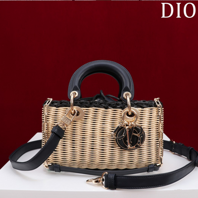 Di*r d-joy lady wicker handbag like auth 22cm - main image