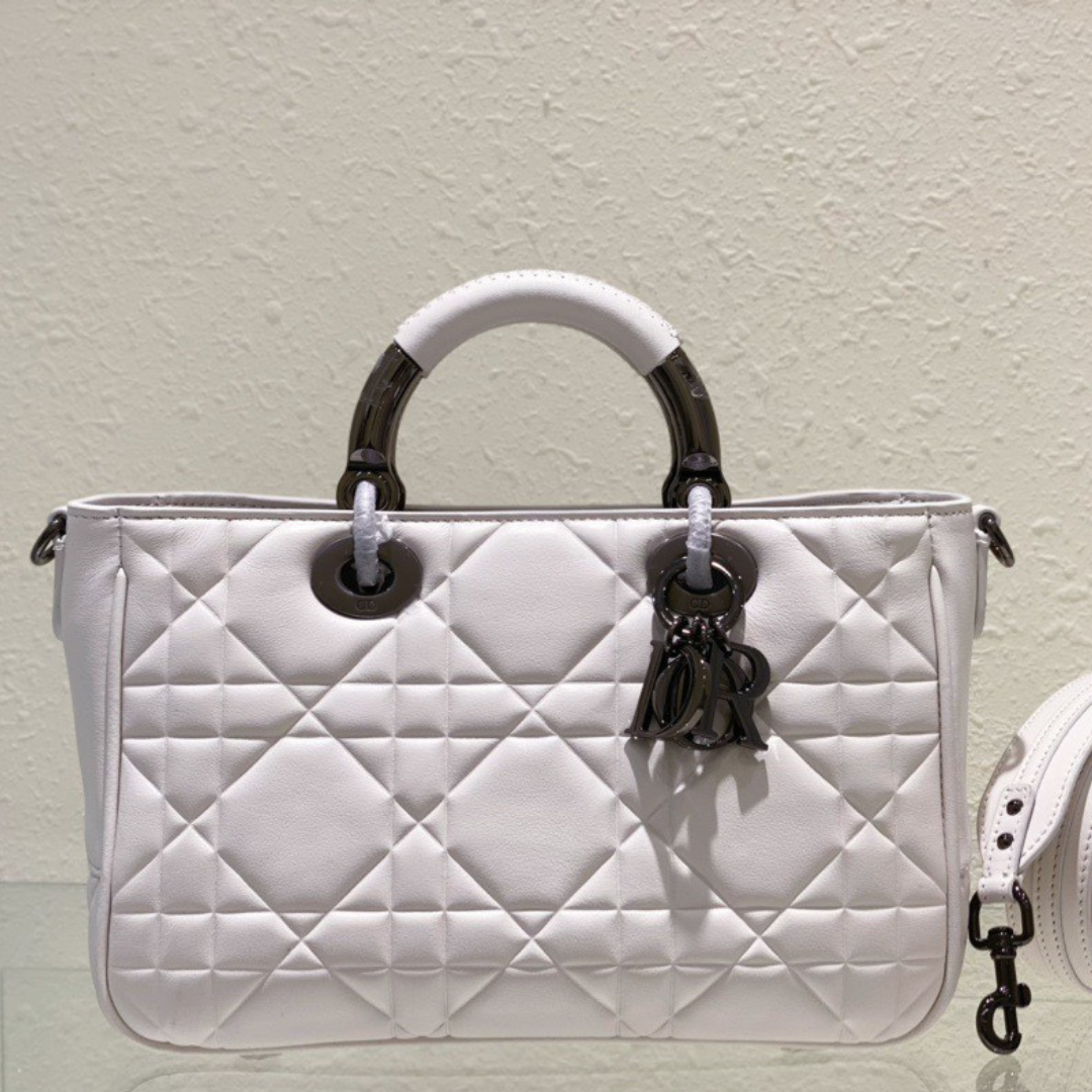 Di*r lady luxury branded women’s handbag light purple 24x18cm - main image