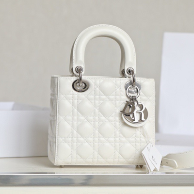 Di*r my lady rep 11 high-end women’s handbag white silver lock 20×16.5cm - main image