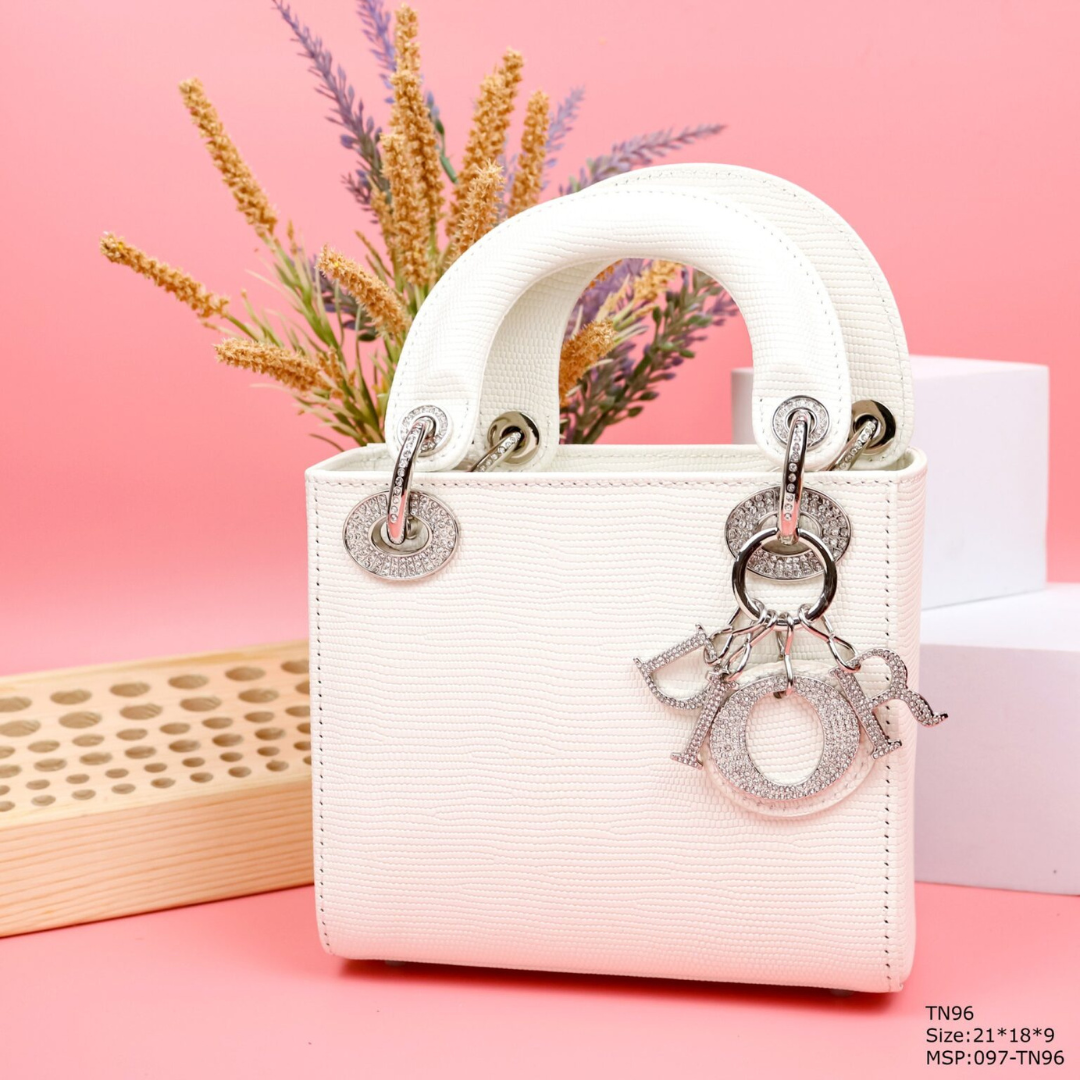 Di*r my lady white beaded handbag 21x18x9cm - main image