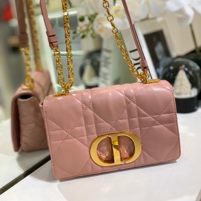 Di*r pink plaid super quality women’s handbag with gold lock 25cm - main image