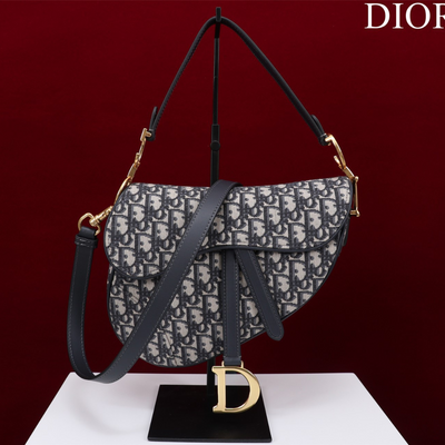 Di*r saddle saddle canvas handbag super quality hand embroidered 25.5x20x6cm - main image