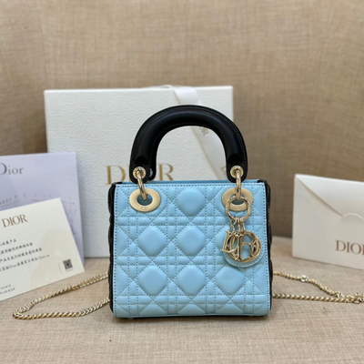 Di*r lady mini handbag for women ice blue super quality cowhide 18cm - main image