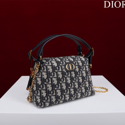 Di*r plaid women’s handbag, glossy leather, replica 11 high quality 20cm - main image