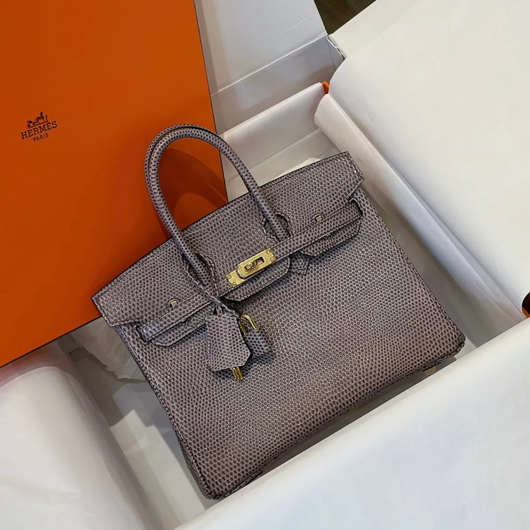 Herm*s birkin 25 tris fonce lizard with lock gold handbags 25cm - main image