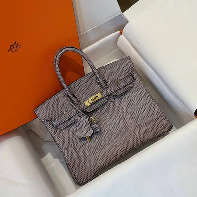 Herm*s birkin 25 tris fonce lizard with lock gold handbags 25cm - main image