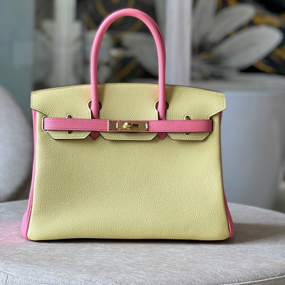 Herm*s birkin 30 togo ghw mix beige pink handbags lock gold 30cm - main image