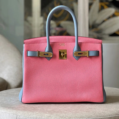 Herm*s birkin 30 togo ghw replica 11 handbags pink with lock gold 30cm - main image