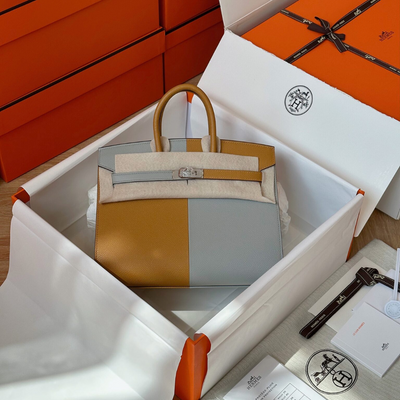 Herm*s birkin epsom woman’s replica 1:1 handbags mix grey brown 25cm - main image
