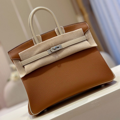 Herm*s birkin mix phw togo woman’s brown like auth handbags lock silver 25cm - main image