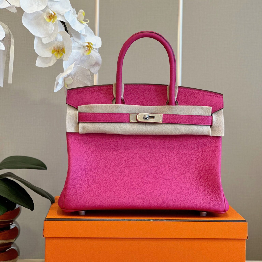 Herm*s birkin phw togo pink lock silver handbags woman’s 30cm - main image
