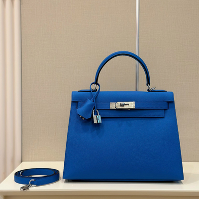 Herm*s kelly da epsom like auth blue handle lock pattern handbags 28cm - main image