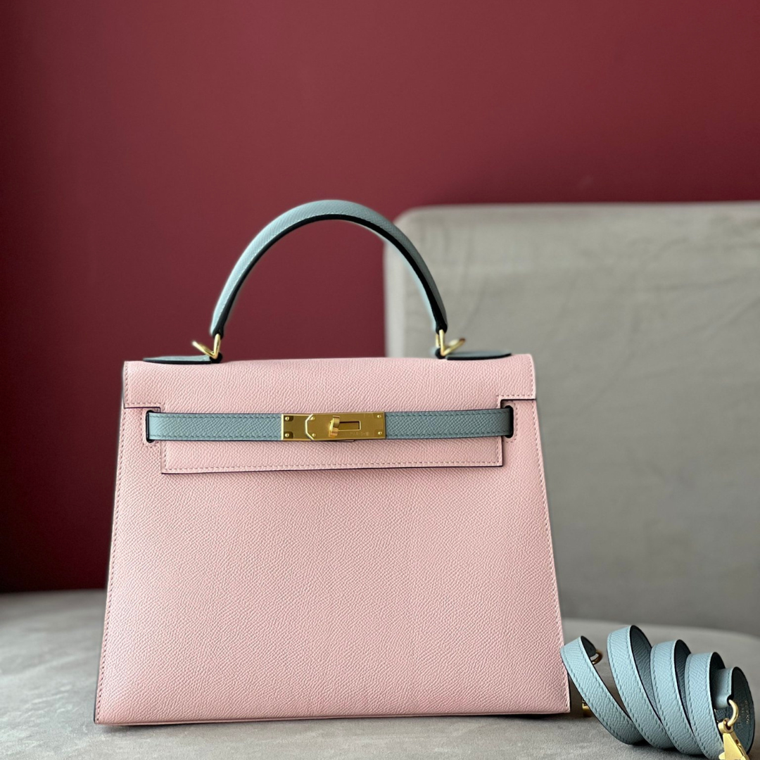 Herm*s kelly replica 1:1 mix grey pink handbags woman’s 28cm - main image