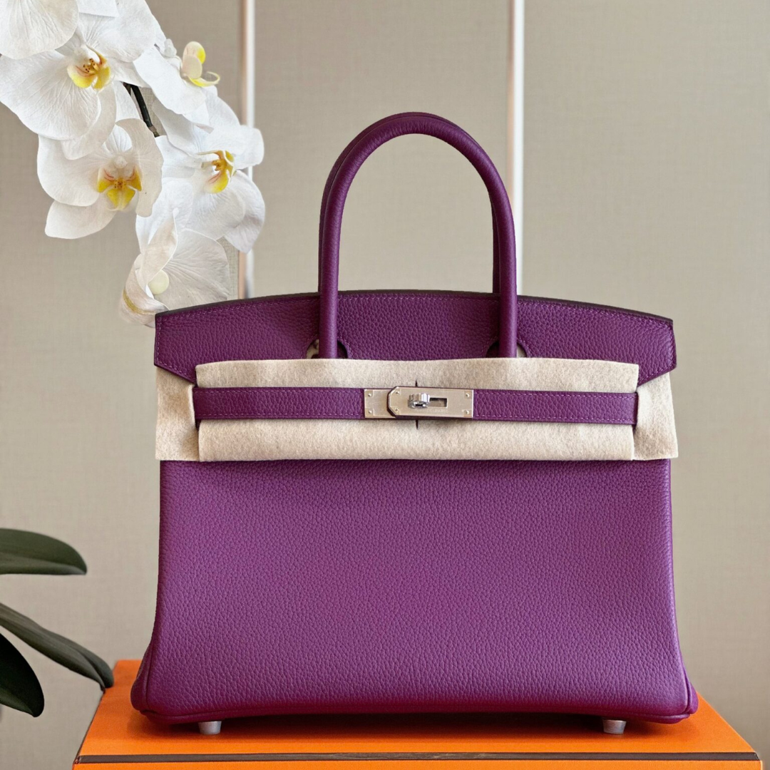 Herm*s woman’s birkin phw togo handbags purple lock silver 30cm - main image